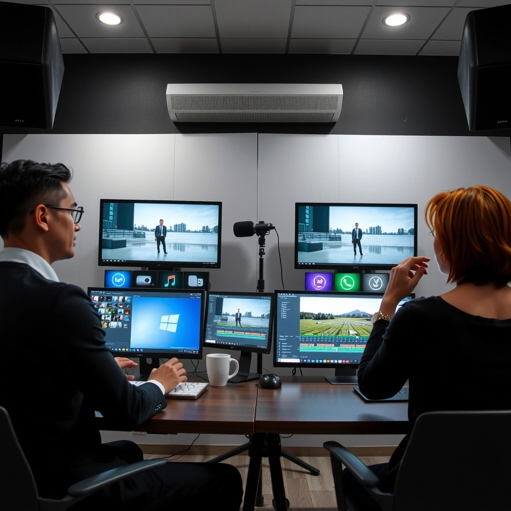 Corporate marketing video with before and after editing comparison