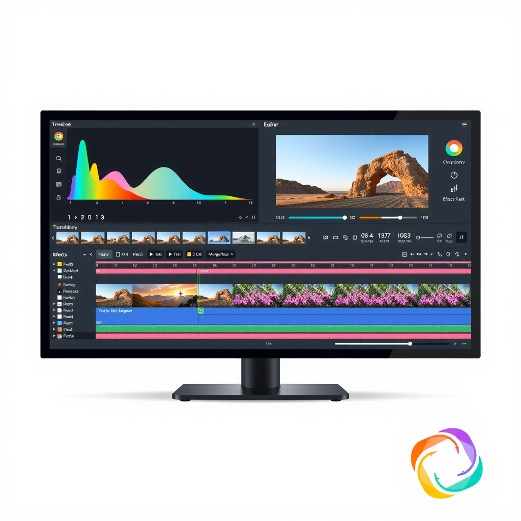 Professional video editing software interface with advanced tools